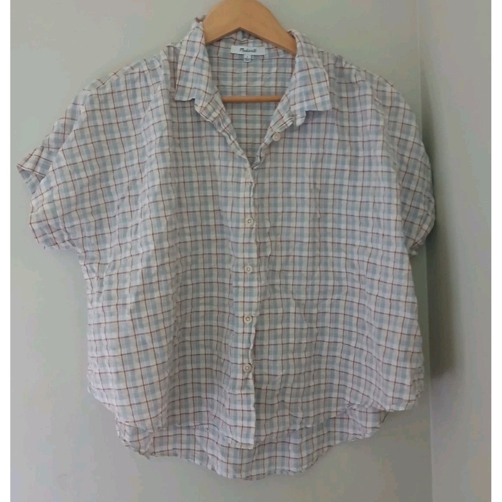 Madewell Hilltop Shirt Tahoe Plaid Size Large Button Front S/S Preppy Fall